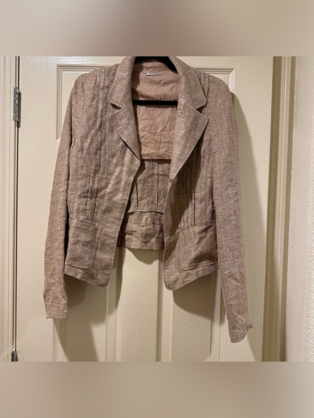 Max & Co. Silk Linen Blend Cropped Blazer Jacket Women’s 12 Beige